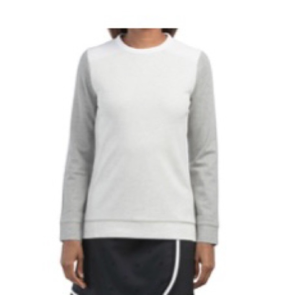 Peter Millar Crown Comfort interlock Gray and White light golf Sweatshirt S NWOT